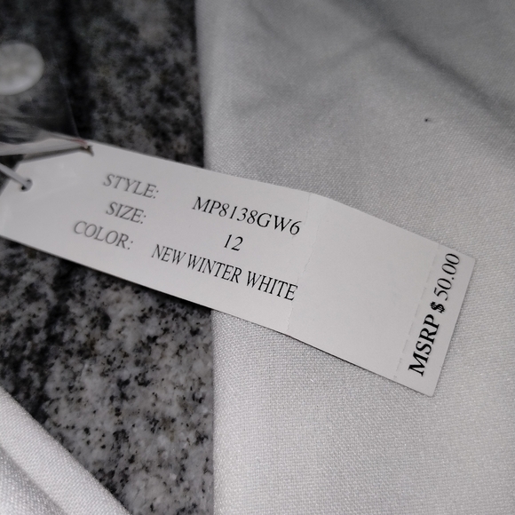 Larry Levine winter white trousers, wide leg, size 12, poly blend new - Picture 4 of 9